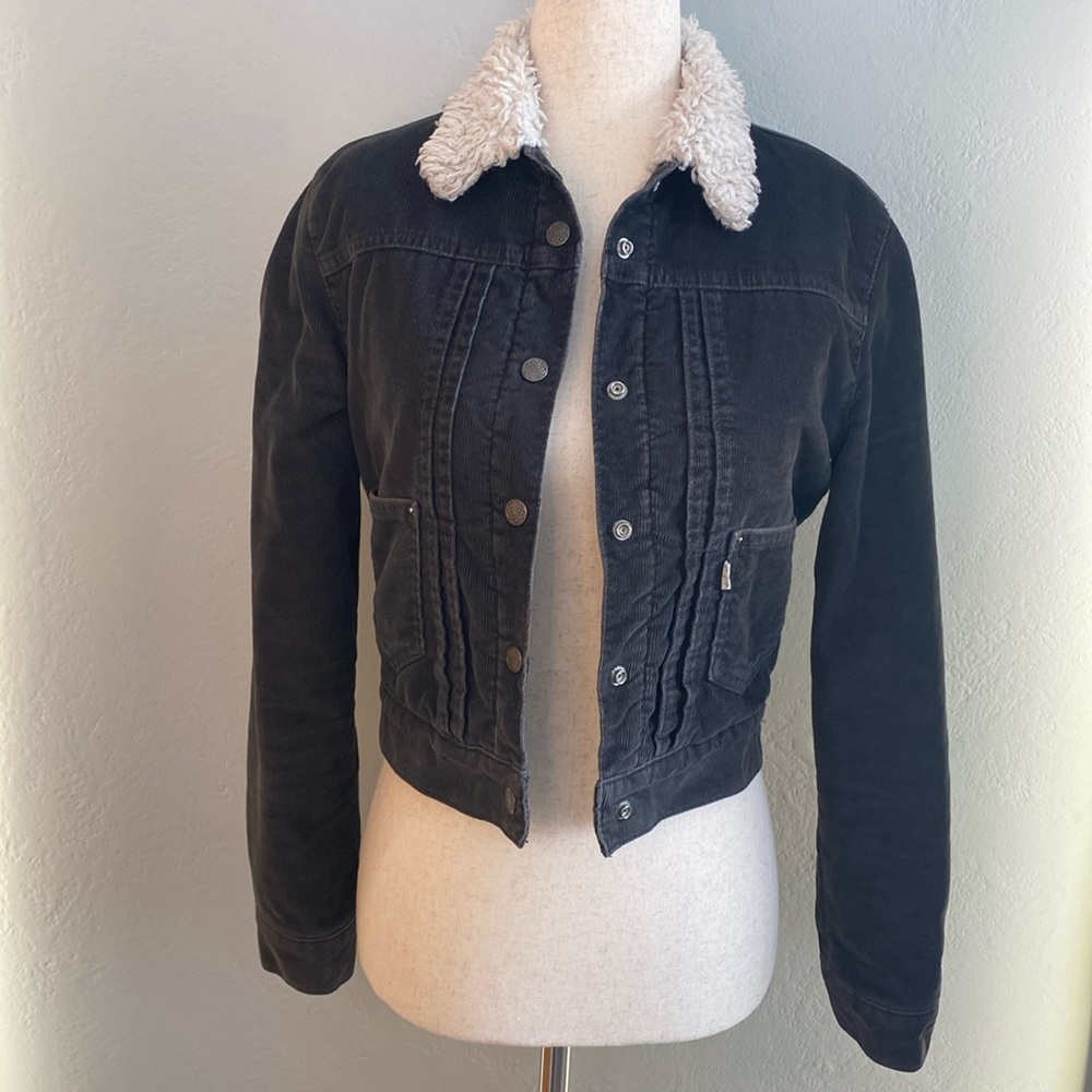 Levi’s Corduroy Jacket with Teddy Sherpa Lining- Blue and Cream- Women XS